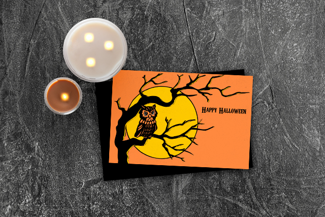 Retro Inpsired Printable Halloween Postcard.   The design and color are perfection.  Download yours today at Eighteen25.com