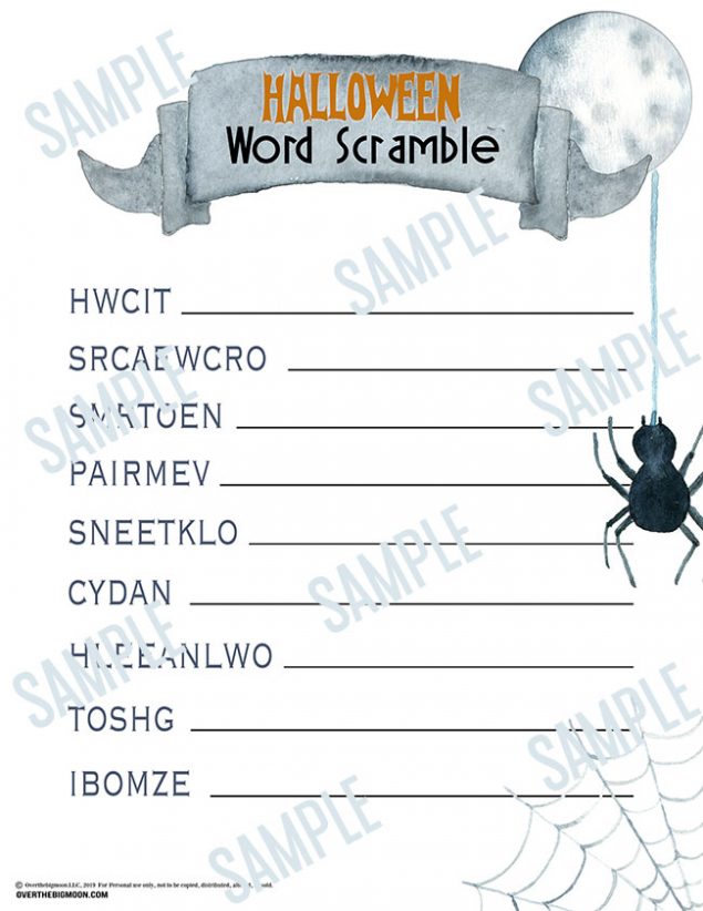 Free Printable Halloween Word Scramble