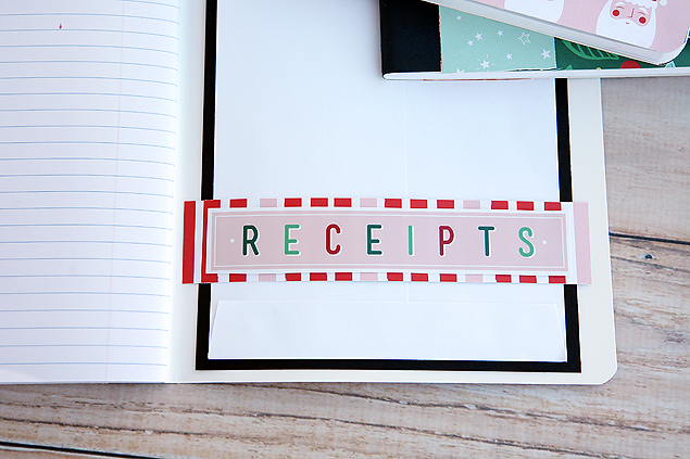 Receipts envelope in our Christmas Planner