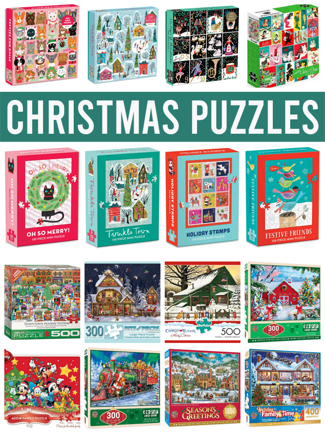 Adorable Christmas Puzzles that make for the perfect family activity! They also are the perfect neighbor gift. #Christmaspuzzle #Holidaypuzzles